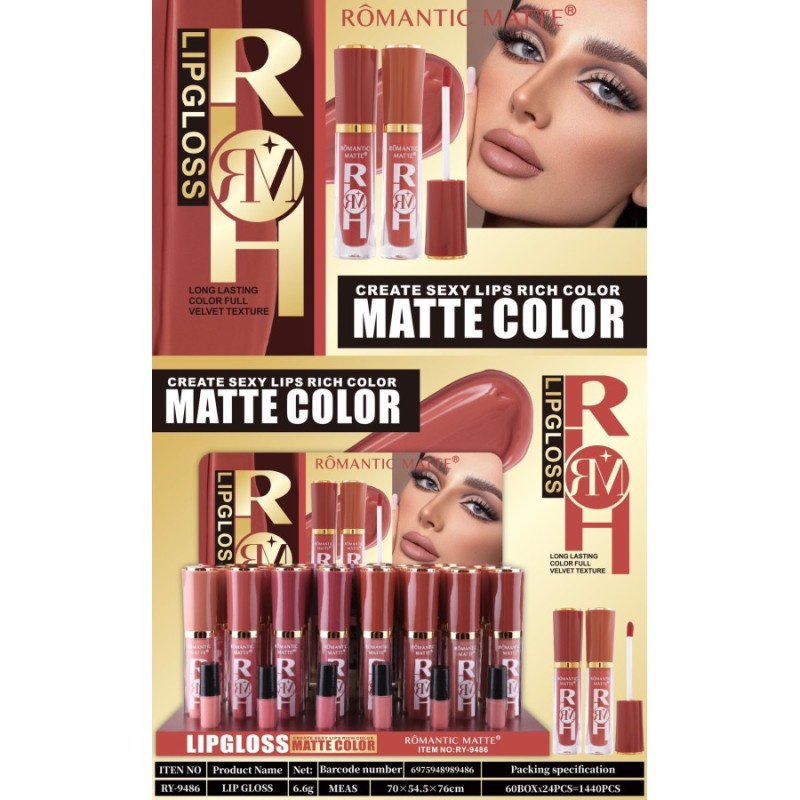 LIPGLOSS MATTE COLOR (0,99€ UNIDADE) PACK 24 ROMÂNTICO MATTE