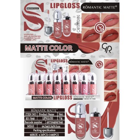 LIPGLOSS MATTE COLOR 24H.(€0,85 UNIDADE) PACK 24 ROMÂNTICO MATTE