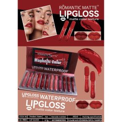 LIPGLOSS MATTE COULEUR TEXTURE (0,85€ UNITÉ) PACK 12 ROMANTIQUE MAT
