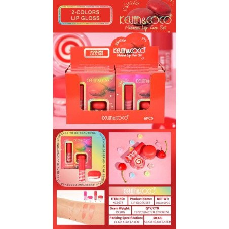 COFFRET DE SOINS DES LÈVRES MACARON (SET DE 2,25) PACK 6 KEVIN COCO