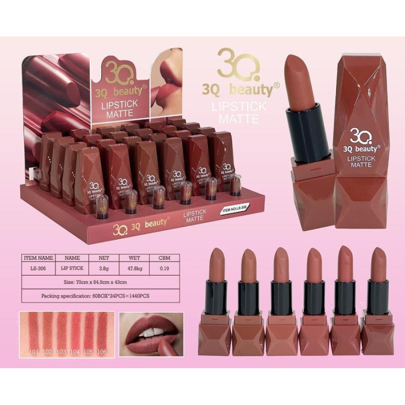 LIPSTICK MATTE (0.69€ UNIDAD) PACK 24 3Q BEAUTY