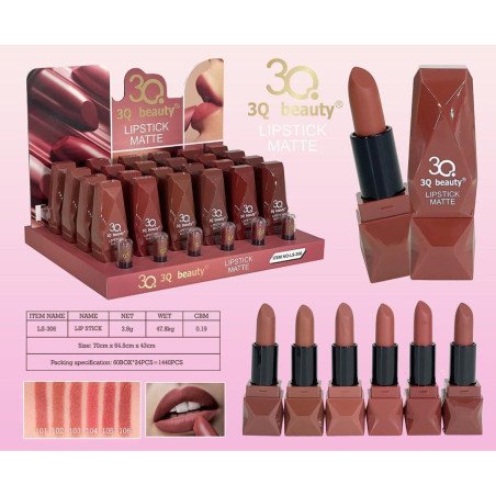 LIPSTICK MATTE (0.69€ UNIDAD) PACK 24 3Q BEAUTY