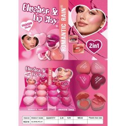 BLUSHER & LIPCLAY 2 IN 1 (€0.99 UNIT) PACK 12 ROMANTIC RAIN
