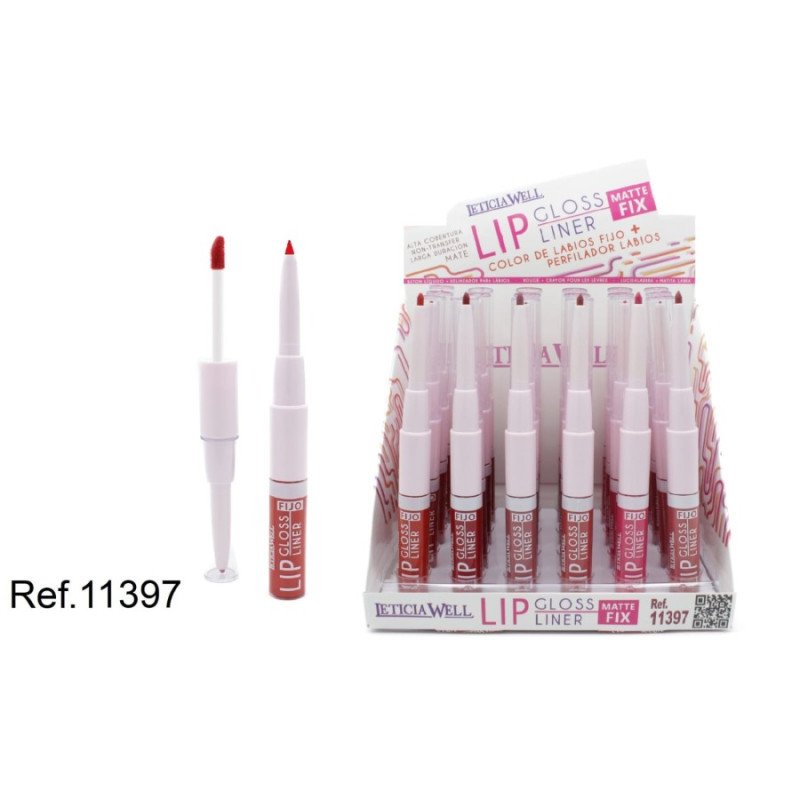 LIPGLOSS + LINER MATTE FIX (0,95€ UNITÉ) PACK 24 LETICIA WELL