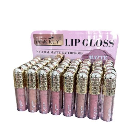 LIPGLOSS NATURAL MATTE WATERPROOF(0.65€ UNIDAD) PACK 48 PINK KEY