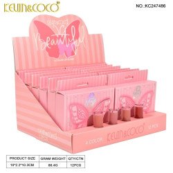 CONJUNTO LIPGLOSS 4 CORES BONITO (2.49€ CONJUNTO)PACK 12 KEVIN COCO