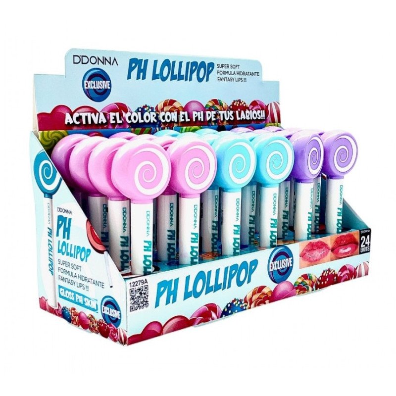 LIPGLOSS PH LOLLIPOP (0,65€ UNITÉ) PACK 24 D'DONNA