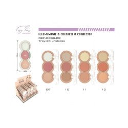 ILLUMINATEUR+BLUSH+CONCEALER 3D 24H. (0,89€ UNITÉ) PACK 24 EASY PARIS