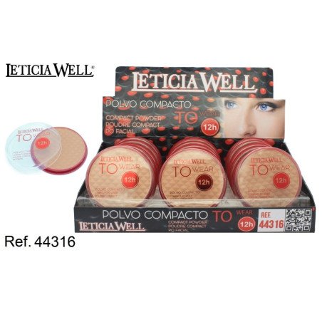 COMPACT POWDER TO WEAR 12H. 7cm.Ø(0.75€ UNIT) PACK 18 LETICIA WELL