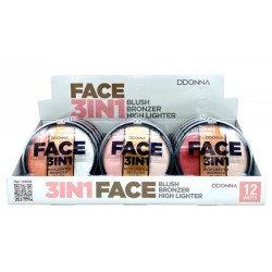 BLUSH + HIGHLIGHTER + TANNER 3 IN 1 (€1.39 UNIT) PACK 12 D'DONNA