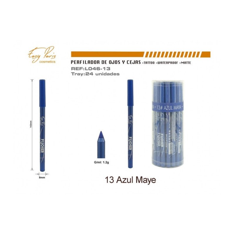 BLUE EYE AND EYEBROW PENCIL TATTOO WATERPROOF MATTE 24H. (€0.63 UNIT) PACK 24 EASY PARIS