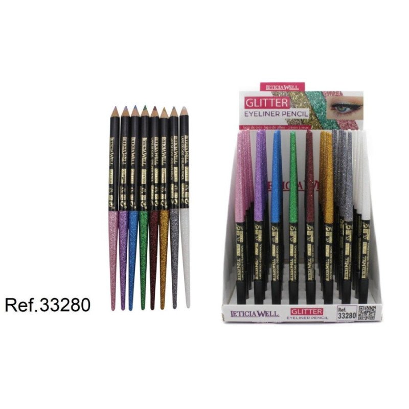 LAPIZ DE OJOS GLITTER(0.49€ UNIDAD) PACK 48 LETICIA WELL