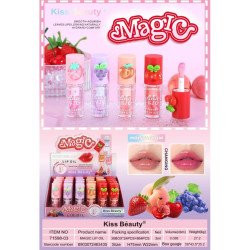 ÓLEO LIP FRUTAS MÁGICAS MUDAR DE COR (0,85€ UNIDADE) PACK 24 KISS BEAUTY