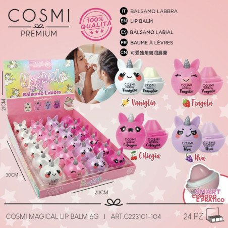 BAUME À LÈVRES LICORNE MAGIQUE (1,65 € UNITÉ) PACK 24 COSMI