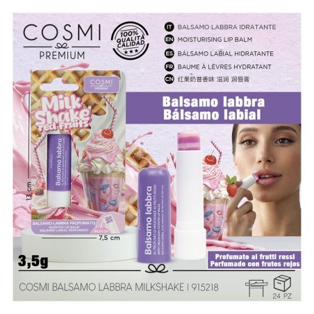 LIPBALM LEITE SHAKE FRUTAS VERMELHAS 3,5GR. COSMI