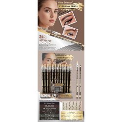 LÁPIS IMPERMEÁVEL PARA SOBRANCELHAS 24H. 6 CORES(€0.39 UNIDADE) PACK 72 KISS BEAUTY