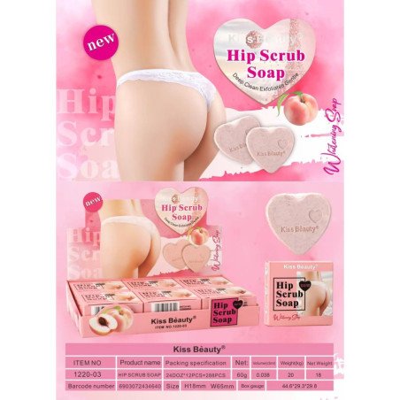 EXFOLIATING SOAP TABLET FOR HIPS 60GR.(€0.75 UNIT) PACK 12 KISS BEAUTY
