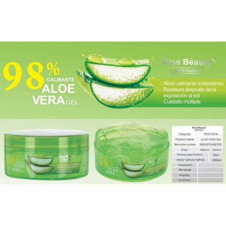 GEL CORPORAL CALMANTE REGENERADOR DE ALOE VERA 300ML. 98% BEIJO BELEZA