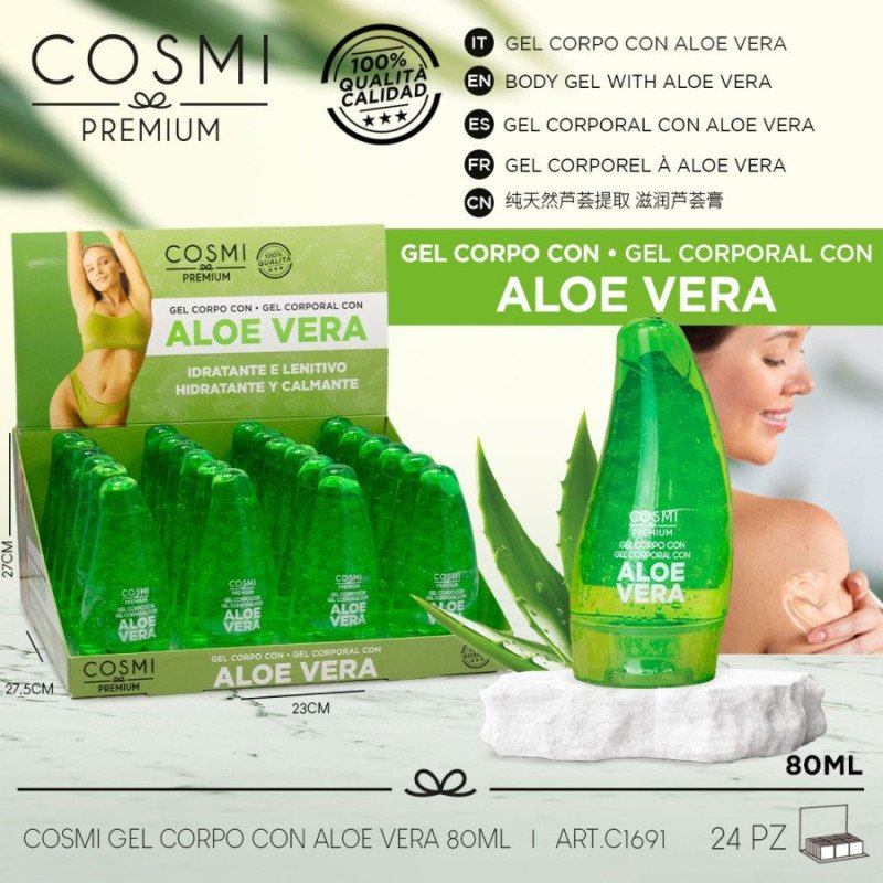 GEL CORPORAL DE ALOÉ VERA 80ML. 98%(€1,50 UNIDADE) PACK 12 KISS BEAUTY