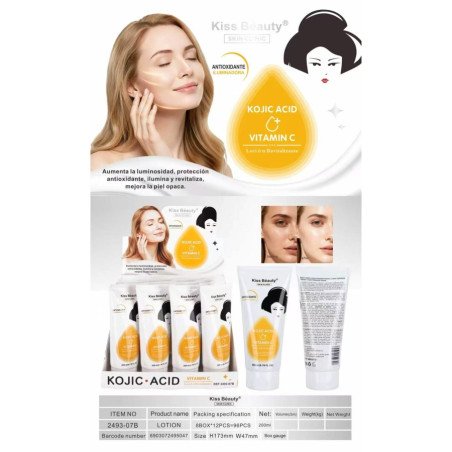 LOÇÃO ANTIOXIDANTE COM VITAMINA C + KOJIC 200ML. BEIJO BELEZA