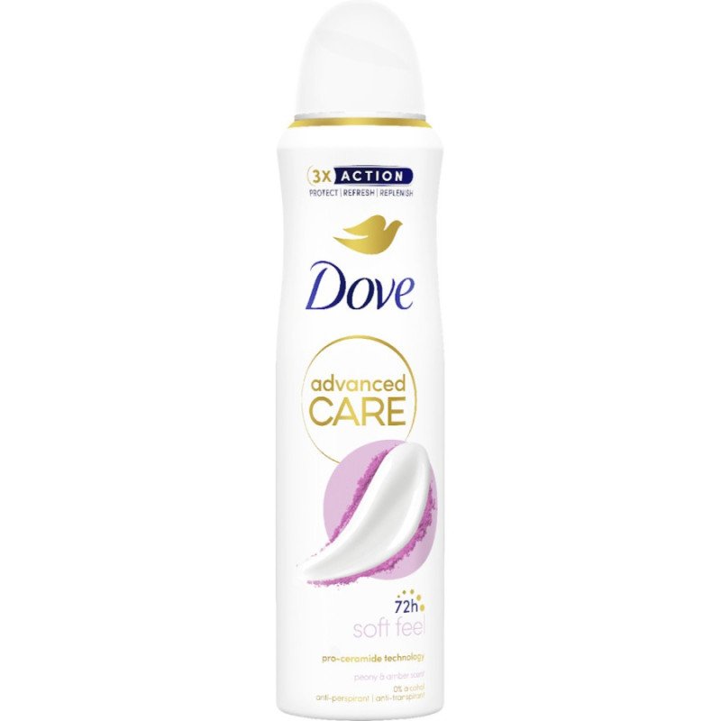 DESODORANTE ADVANCED CARE SOFT FEEL 72H. 150ML. (2.35€ UNIDAD) PACK 6 DOVE