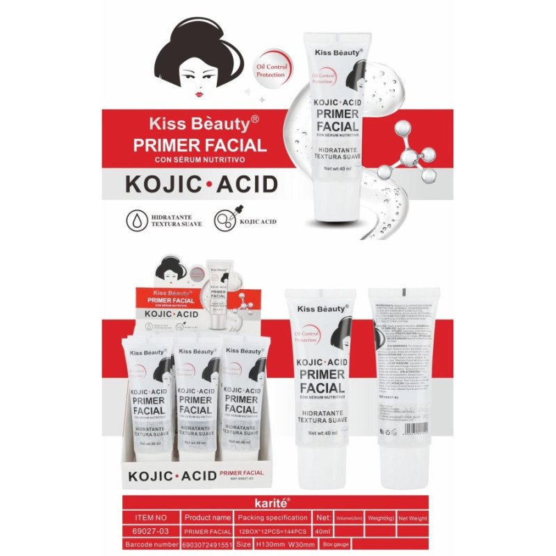 KOJIC ACID MAKEUP PRIMER 50ML. (€1.35 UNIT) PACK 12 KISS BEAUTY