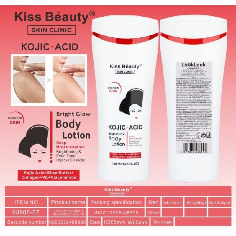 LOTION CORPOREL ACIDE KOJIQUE + COLLAGÈNE + NIACINAMIDE + KARITÉ 400ML. BAISER BEAUTÉ