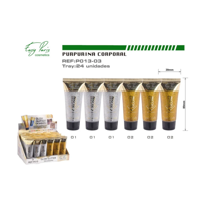BODY GLITTER PARTY GEL (€0.78 UNIT) PACK 24 EASY PARIS