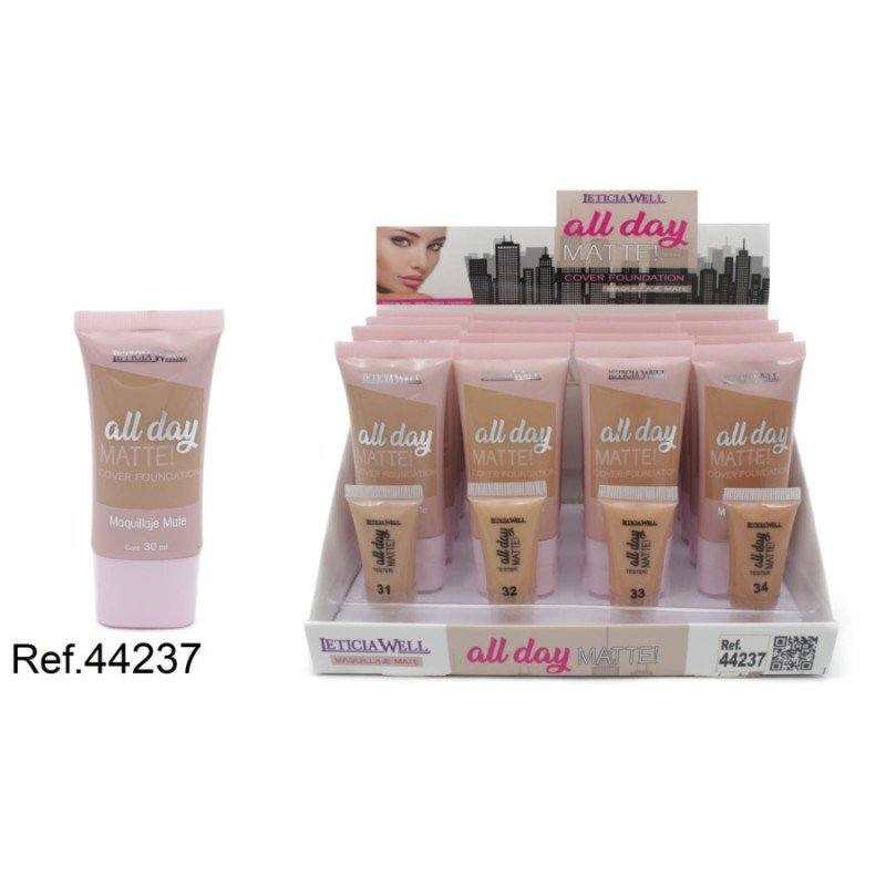 ALL DAY MATTE FLUID MAKEUP 30ML.(€0,79 UNIDADE)PACK 16 LETICIA WELL