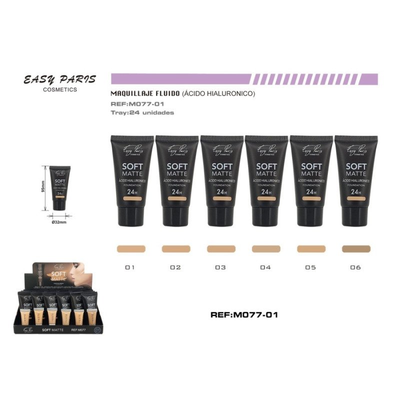 SOFT MATTE 24H FLUID MAKEUP. 40ML.(1.19€ UNIT) PACK 24 EASY PARIS