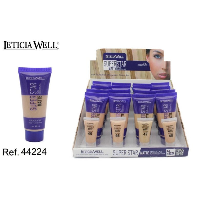 SUPER MATTE MAKEUP BASE 4 COLORS (€0.78 UNIT) PACK 16 LETICIA WELL