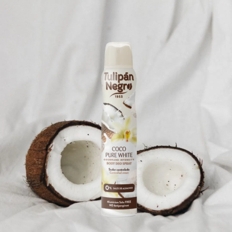 DÉODORANT SPRAY COCO PURE WHITE 200ML.(1,79€ UNITÉ)PACK 6 NOIR TULIPAN