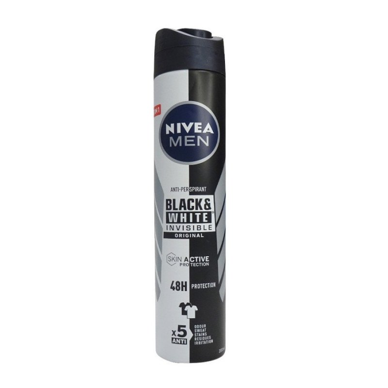 ORIGINAL BLACK&WHITE INVISIBLE DEODORANT SPRAY 200ML. (2.35€ UNIT) PACK 6 NIVEA MEN