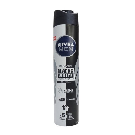 DESODORANTE SPRAY BLACK&WHITE INVISIBLE ORIGINAL 200ML. (2.35€ UNIDAD) PACK 6 NIVEA MEN