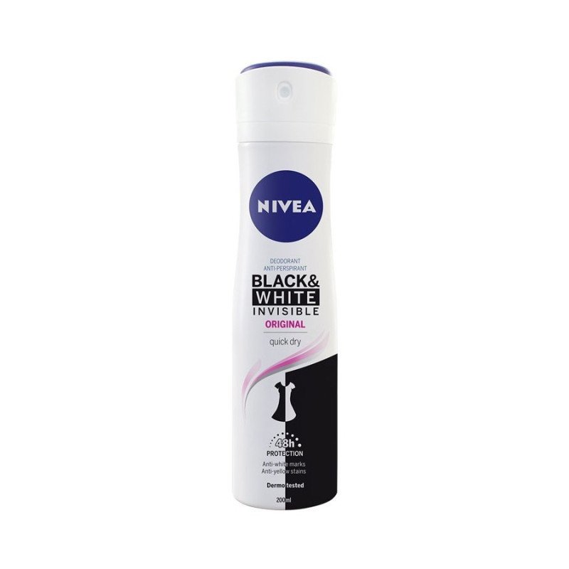 DESODORANTE SPRAY BLACK&WHITE INVISIBLE ORIGINAL 200ML. 2.65€UNIDAD) PACK 6 NIVEA