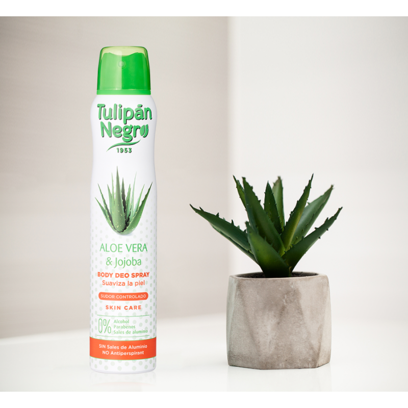 DESODORANTE SPRAY ALOE VERA Y JOJOBA 200ML.(1.79€ UNIDAD)PACK 6 TULIPAN NEGRO