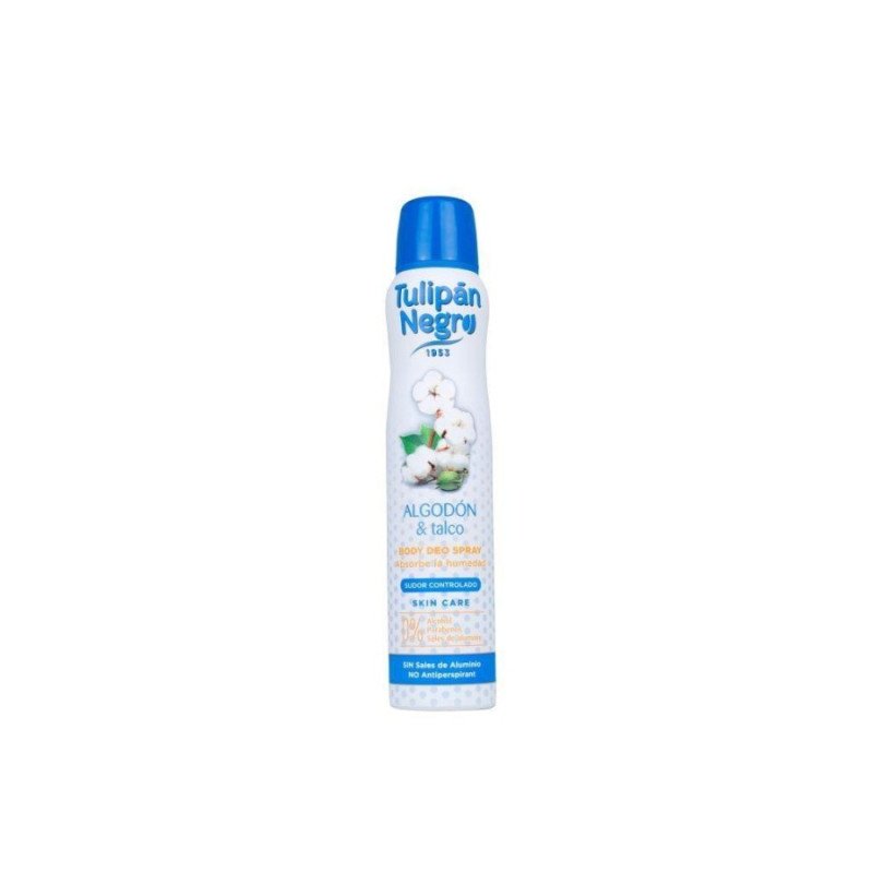 DÉODORANT SPRAY COTON&TALC 200ML.(1,79€ UNITÉ)PACK 6 TULIPE NOIRE