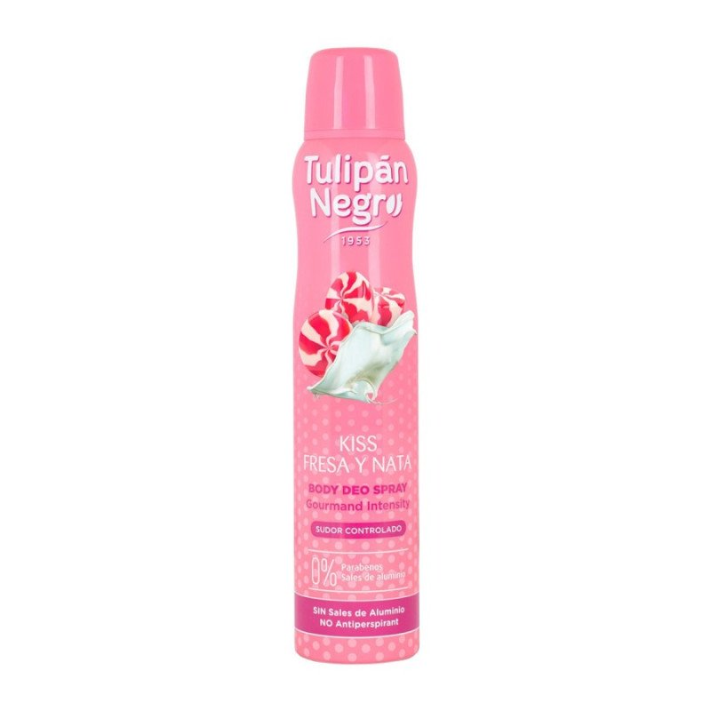 DESODORIZANTE SPRAY MORANGO E CREME 200ML.(€1,79 UNIDADE)PACK 6 TULIPA PRETA