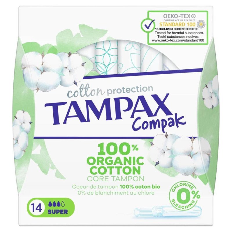 TAMPAX COMPACK 100% ORGANIC SUPER 14U.