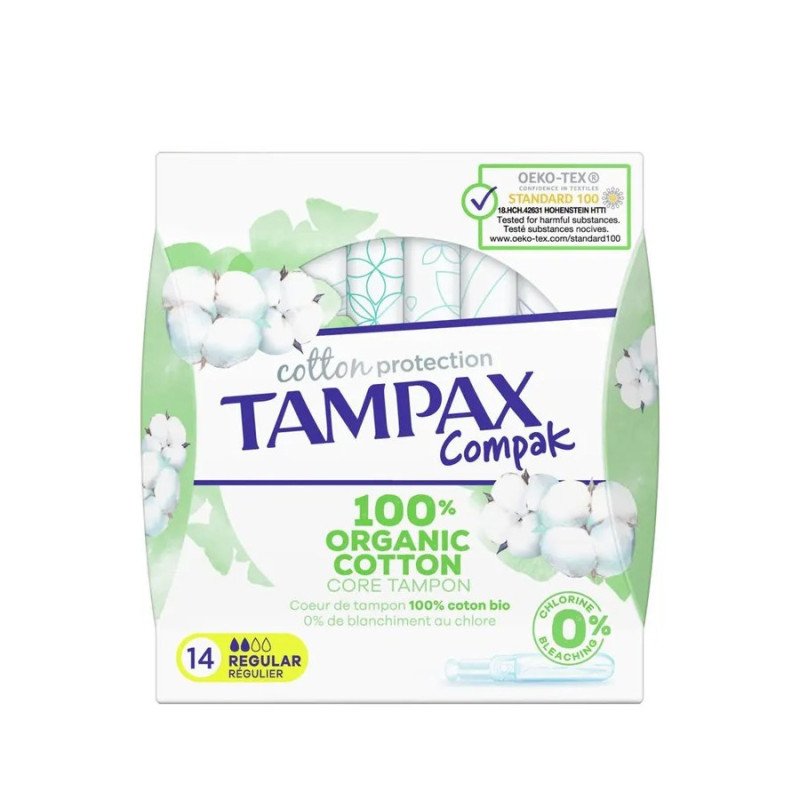 TAMPAX COMPACK 100% ORGANIC REGULAR 14U.