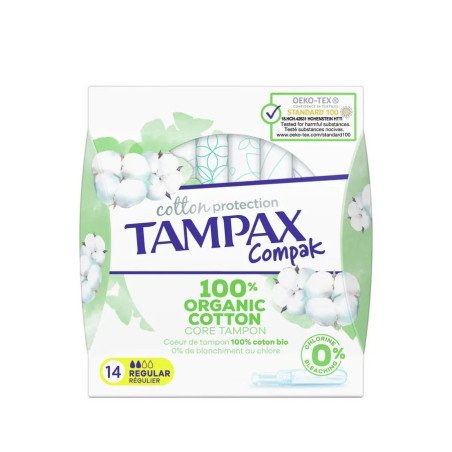 TAMPAX COMPACK 100% ORGANIC REGULAR 14U.
