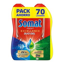 DETERGENTE MÁQUINA LAVAR LOUÇA EXCELLENCE DUO GEL 70 LAVAGENS SOMAT