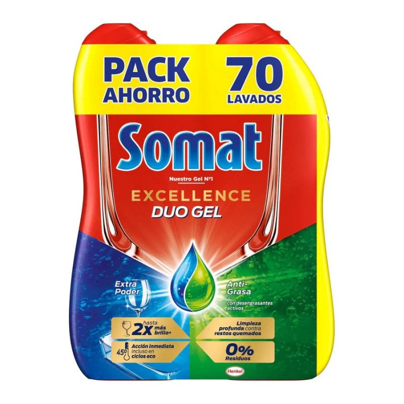 EXCELLENCE DUO GEL DISHWASHER DETERGENT 70 SOMAT WASHES