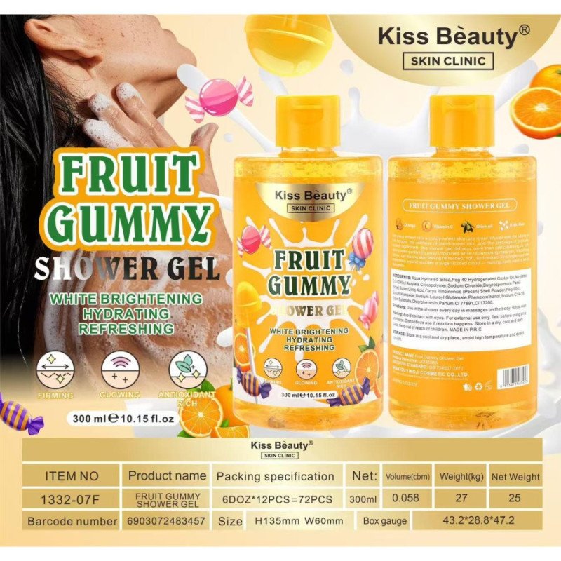 GEL DOUCHE GOMMY AUX FRUITS 300ML. BAISER BEAUTÉ