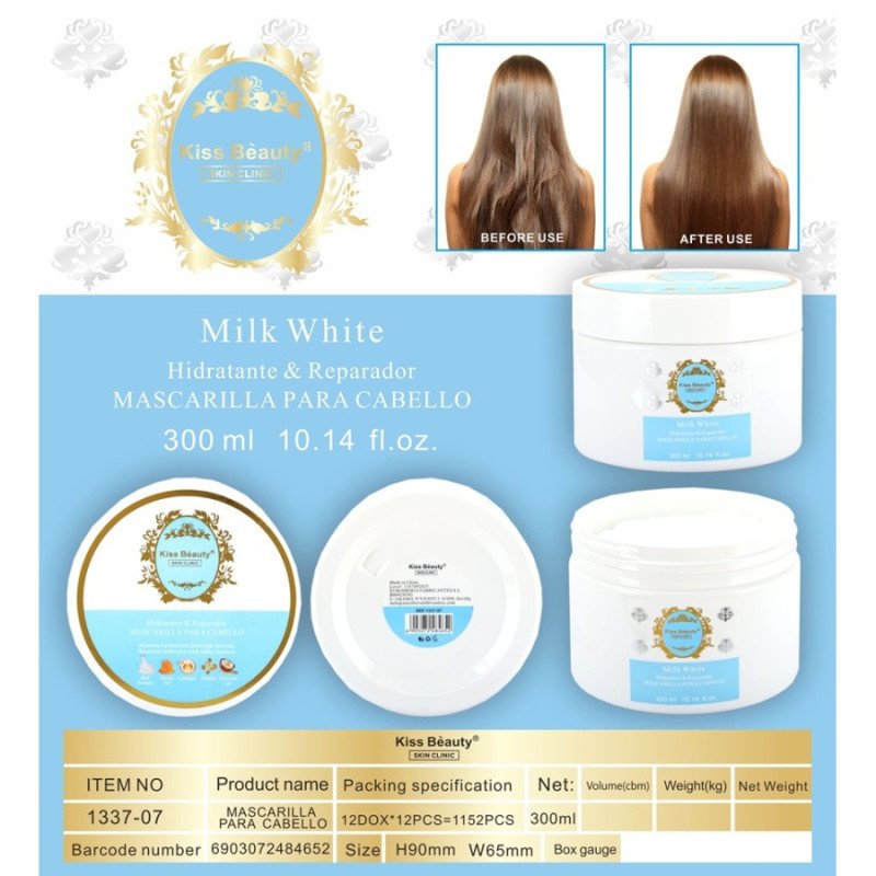 MILK WHITE HAIR MASK 300ML. KISS BEAUTY