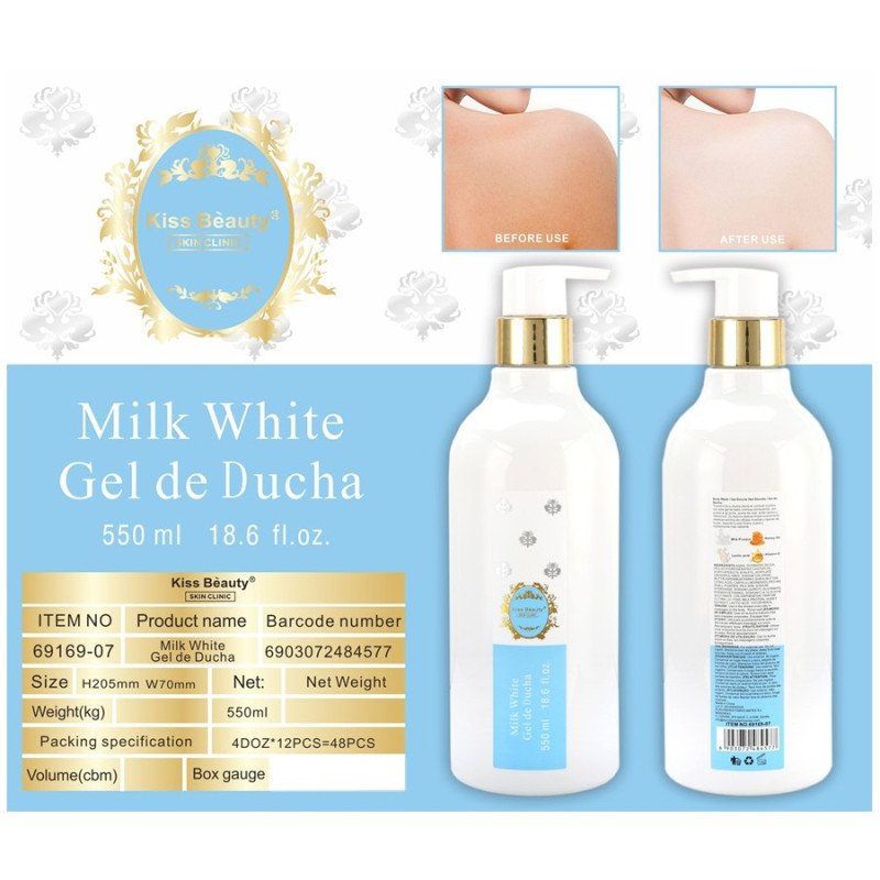 GEL DE DUCHE LEITE BRANCO 550ML. BEIJO BELEZA