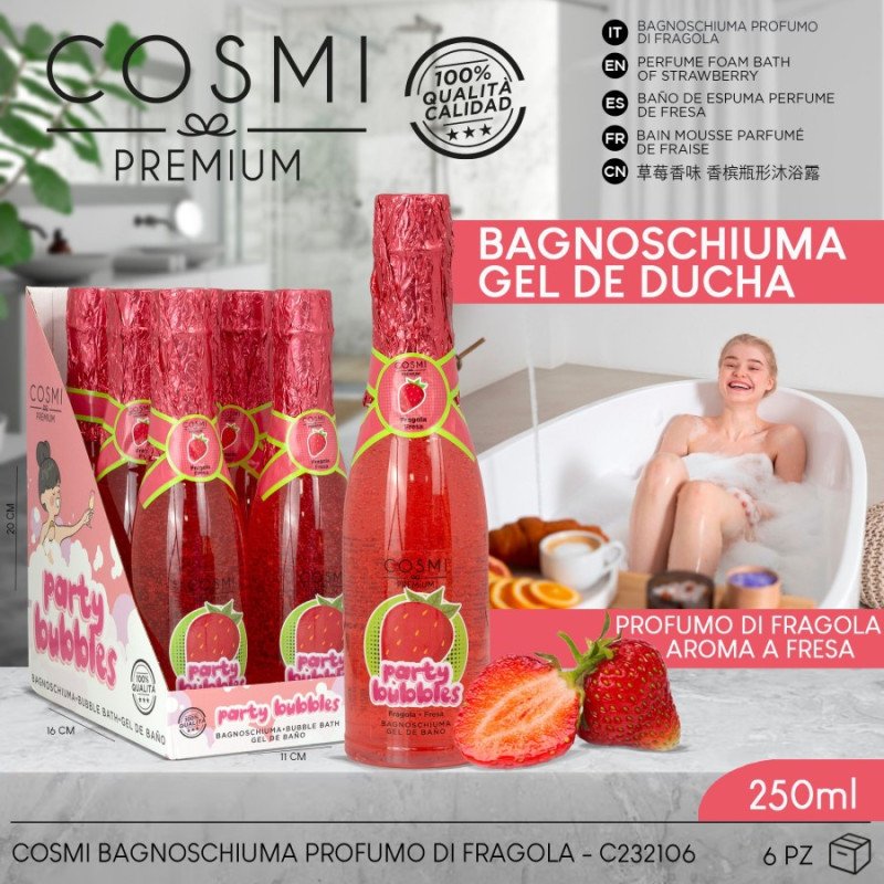 GEL DE BAÑO & DUCHA FRESA 250ML.(2.25€ UNIDAD)PACK 6 COSMI