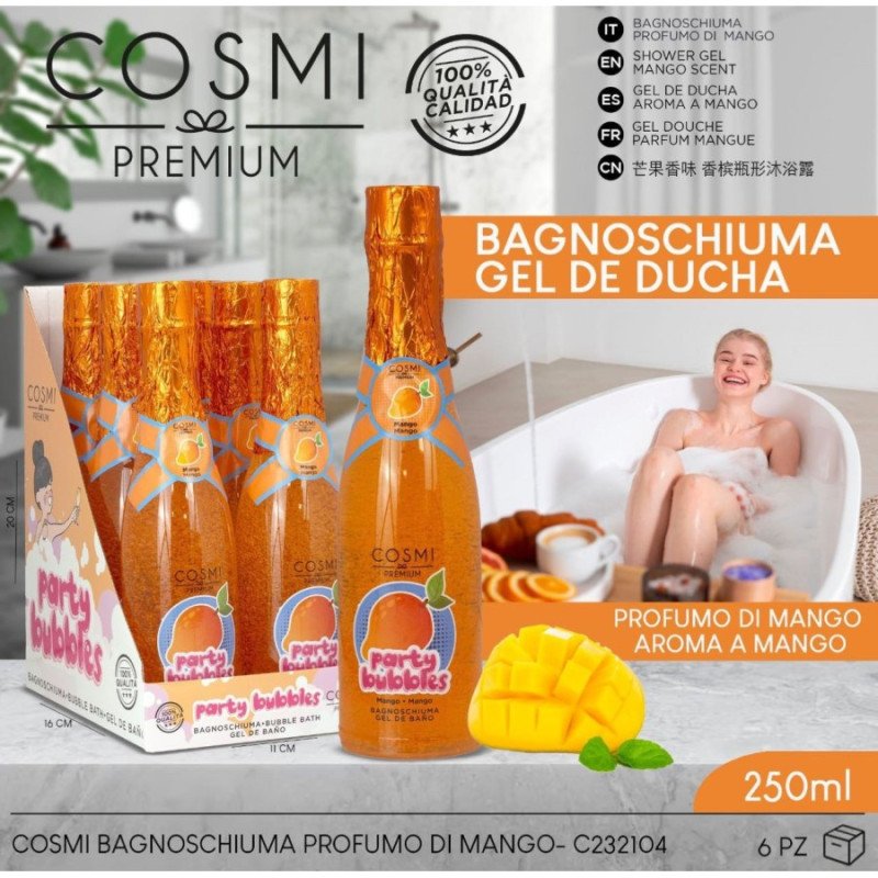 GEL DE BANHO E DUCHE MANGO 250ML.(2,25€ UNIDADE)PACK 6 COSMI
