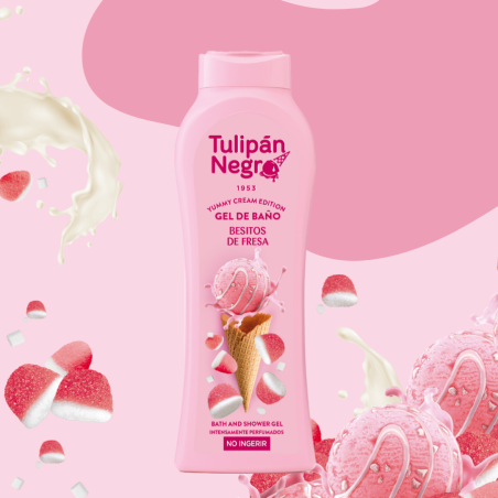 GEL DE BANHO BEIJOS DE MORANGO 650ML.(1,59€ UNIDADE) PACK 6 TULIPA PRETA