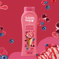 GEL DE BANHO DE IOGURTE COM FRUTAS VERMELHAS 650ML. TULIPA PRETA
